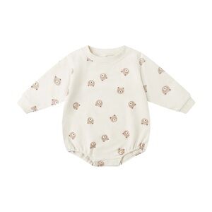 Quincy Mae Adorable Cream Bear Print Baby Onesie